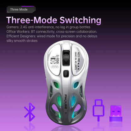 M235 Pro Lightweight Wireless Laptop Mouse BT/2.4G/Wired RGB 1000Hz Polling Rate Programmable Designed for Comfortable Office