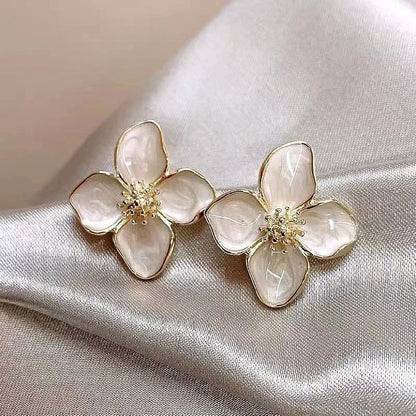 Brincos Femininos Coreanos Retrô Esmaltados em Formato de Flor Vermelha para Mulheres, Brincos Delicados, Presente de Joia de Noivado para Casal de Luxo