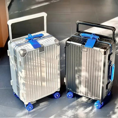 Mala de Viagem com Estrutura de Alumínio e Alça Larga, Rodas Giratórias Silenciosas Coloridas e Trava TSA, Mala de Carrinho de Grande Capacidade