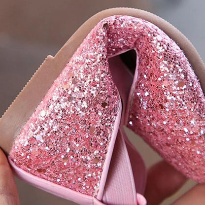 2025 Girls Ballet Flats Dance Party Girls Shoes Fashion Crystal Shoes Bling Princess Performnce 5-12 Years Kids Shoes CSH1173