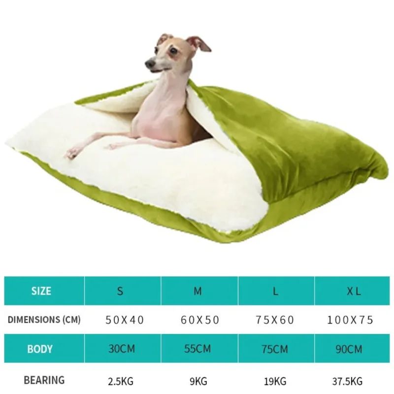 para Saco de Dormir Grande para Animais de Estimação Cama de Cachorro Canil de Inverno Quente Removível Lavável Resistente a Mordidas Almofada de Sofá para Filhotes Tapete de Gato de Pelúcia