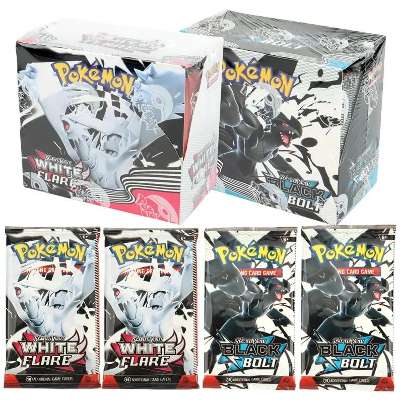Novos jogos 4-36Pacote de Cartas Pokémon em Inglês Caixa de Booster Black Bolt White Flare Cartas de Batalha Pokémon Troca de Jogo Presente