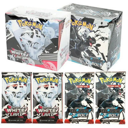 Novos jogos 4-36Pacote de Cartas Pokémon em Inglês Caixa de Booster Black Bolt White Flare Cartas de Batalha Pokémon Troca de Jogo Presente