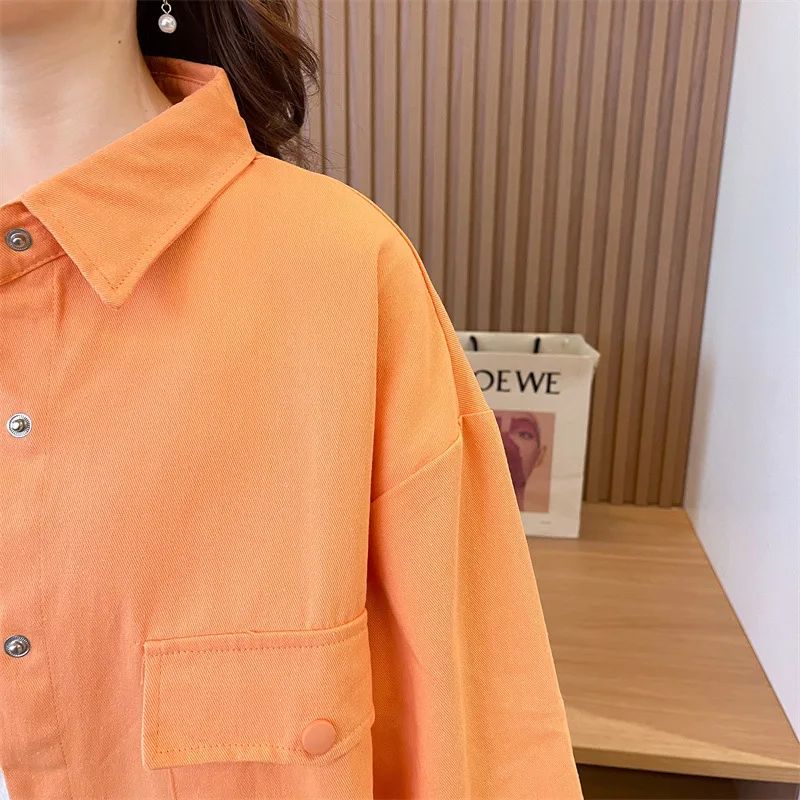 Casual Stylish Denim Long Sleeve Shirt For Women New Spring Autumn Loose Fit Age-Reducing Hong Kong Style Jacket With Button