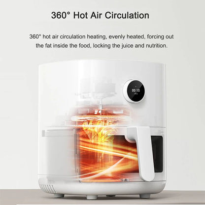 Fritadeira de Ar Inteligente XIAOMI MIJIA Pro 4L Forno Quente Visor Janela APP Temporizador Tela OLED Sem Óleo Fritadeira de Ar Quente 360°