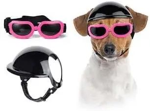 ATUBAN Capacete e Óculos de Sol para Cães Pequenos, Óculos de Proteção UV para Cães Médios, para Cães Dirigirem ao Ar Livre e Passearem