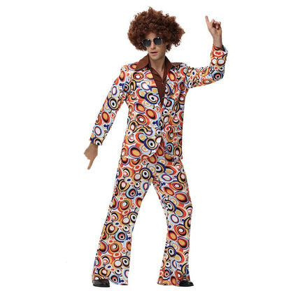 Men Women Retro 70s 80s Hippie Costume Disco Rock Hip-Hop for Cosplay Couples Purim Halloween Party Fantasia Dress Up