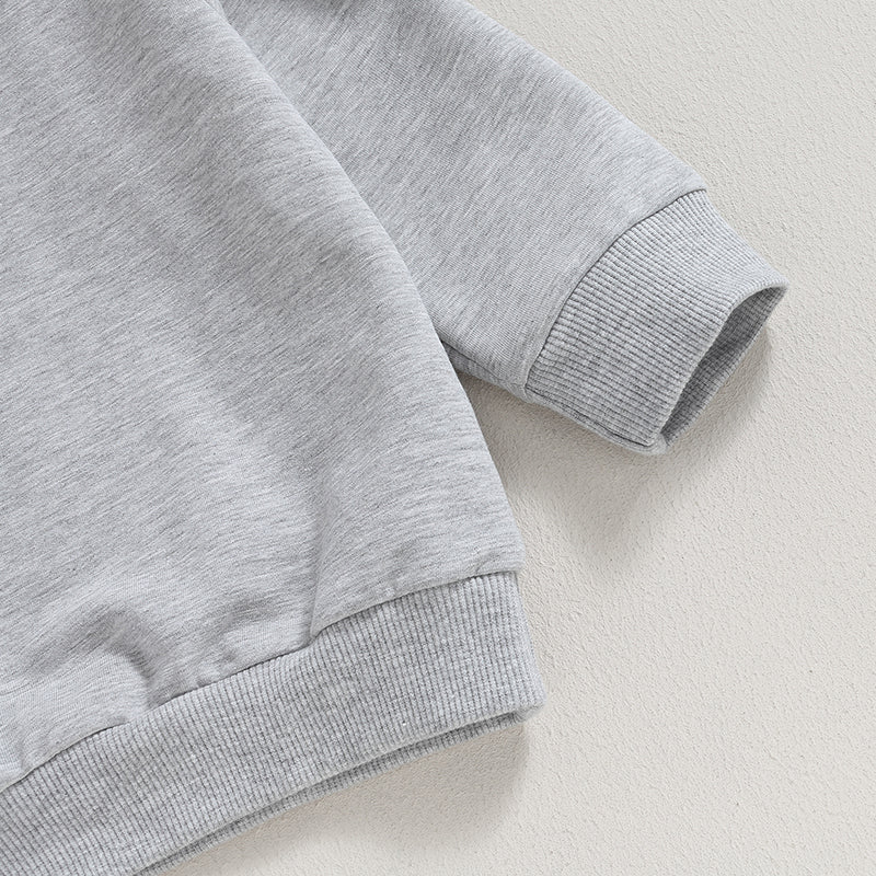 Toddler Baby Boy Girl Long Sleeve Crewneck Pullover Sweatshirt Outfits Solid Color Casual Clothes