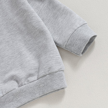 Toddler Baby Boy Girl Long Sleeve Crewneck Pullover Sweatshirt Outfits Solid Color Casual Clothes