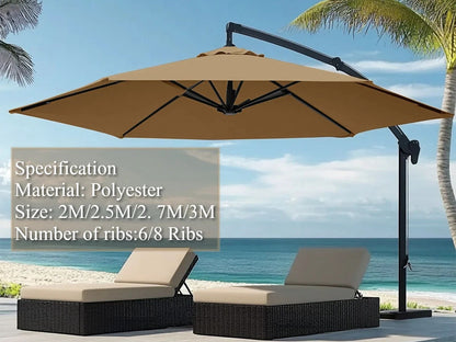Parasol Replaceable Parasol Top Cloth Garden Patio Canopy Umbrella Cover Waterproof Sunshade 2/2.5/2.7/3m For 6 Ribs/8 Ribs