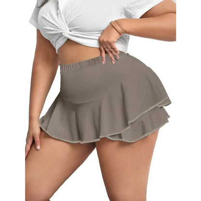 Plus Size 1XL-5XL Women's Casual Skirts Pleated Home Skirts Ladies Fashion Sexy Short Leggings Solid Color Skirts