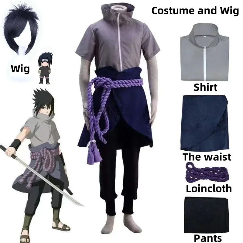 New Anime Uchiha Sasuke Cosplay Outfit Halloween  Party Role Play Uniform Comic Clothes Outfit