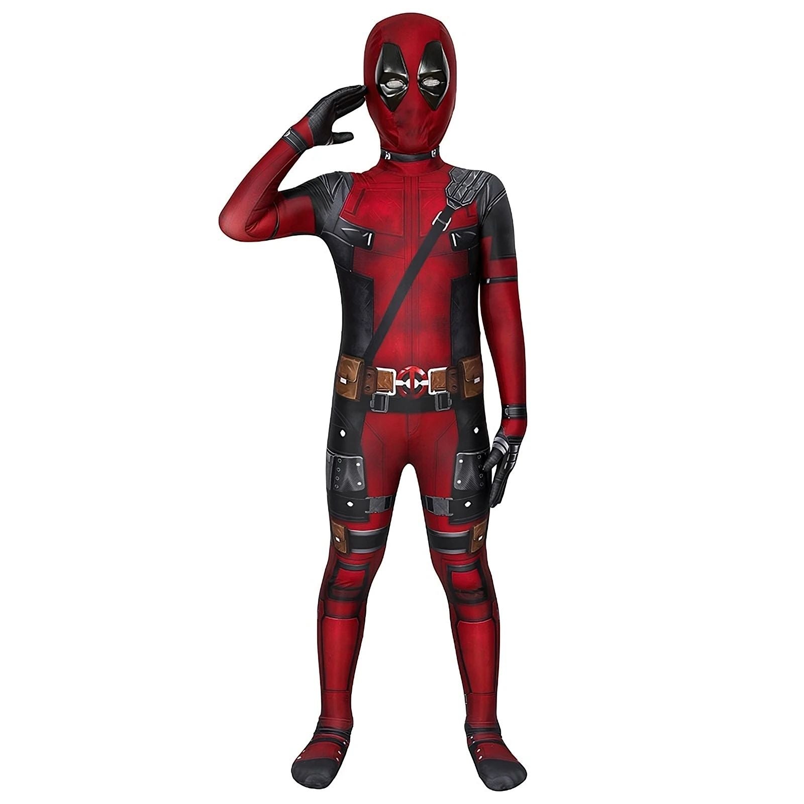 Adult Kids Deadpool Cosplay Costume Bodysuit Outfits Superhero Jumpsuit Boys Movie Character Dress Up Mask Costumes With Swords