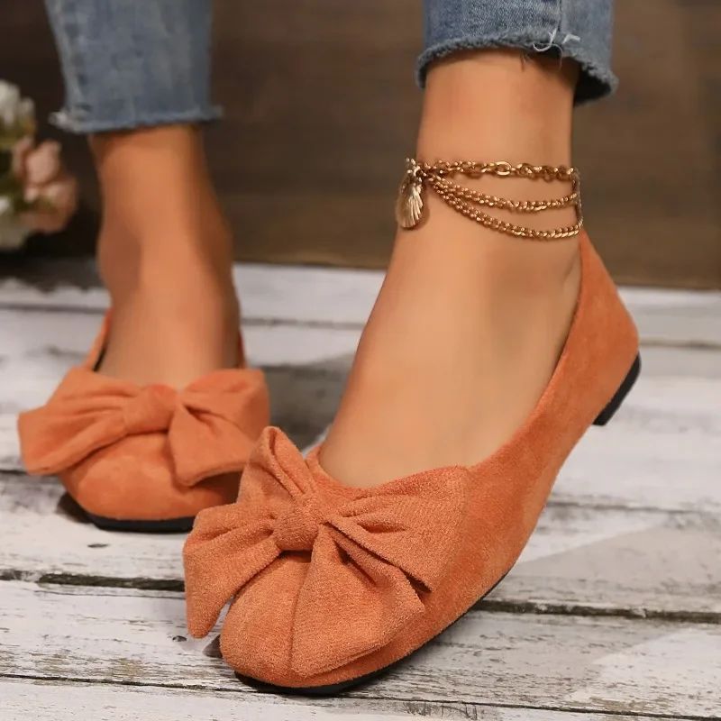 Women's Flat Shoes 2025 Hot Sale Ladies Slip on Flats Outdoor Women Round Toe Bow Tie Soft Bottom Plus Size Shallow Shoes Female