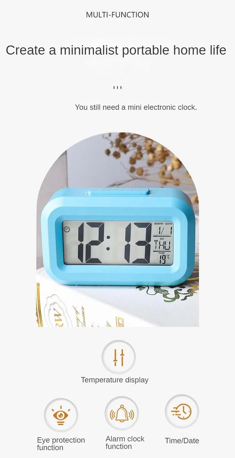 Desk Decorations Table Clock Bedroom Decoration Led Digital Alarm Clock Data Times Calendar Electronic Multi-function Desktop