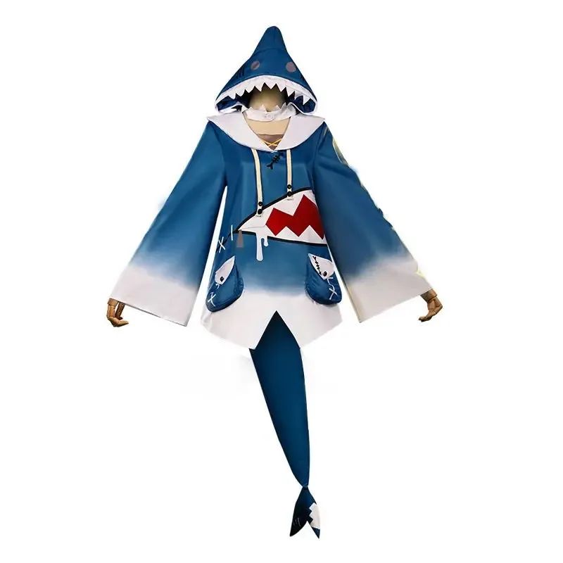 in stock Hololive ENG Gawr Gura Cosplay Costume Cute Shark Costume Hoodie For Women Halloween Youtuber Cosplay