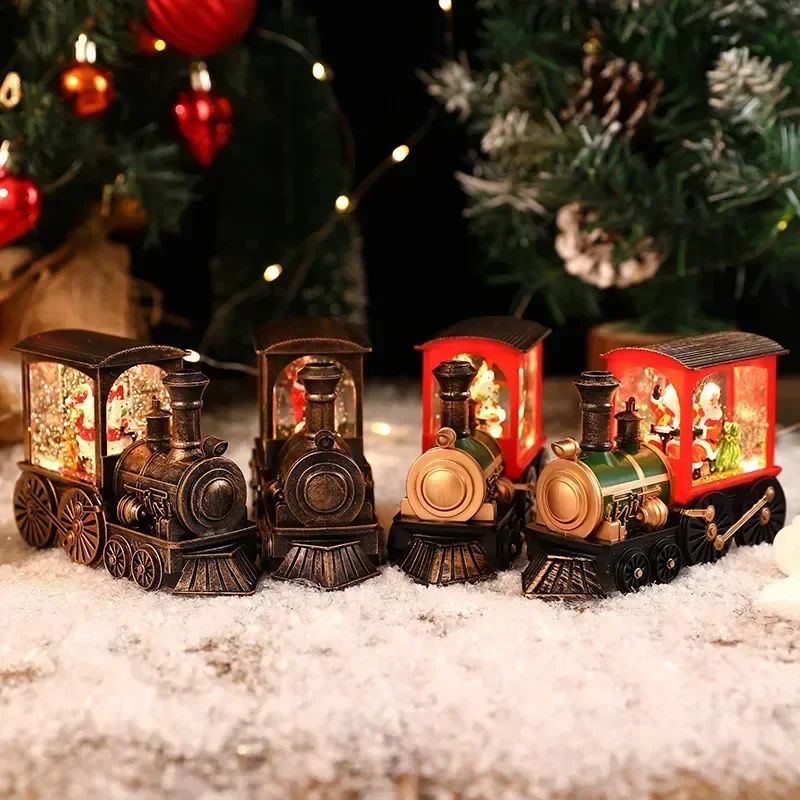 2026 Christmas Gift Christmas Crystal Ball Ornaments LED Lights Train Santa Claus Merry Christmas Decoration for Home Party Xmas