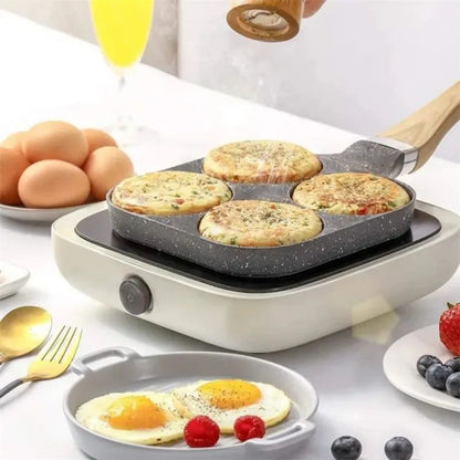 1pc Medical Stone Four-hole Omelette Pot Household Non-stick Flats-bottomed Egg Dumpling Pot Breakfast Egg Burger Frying Pan