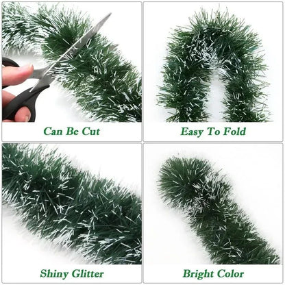 Christmas Tinsel Ribbons Green Cane Ribbon Garland Xmas Tree DIY Hanging Pendent Wreath Ornament Party Decoration Home Decor