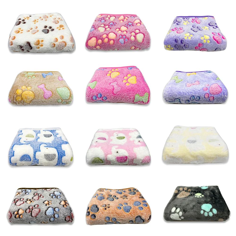 Cobertores para cães Gatos Cobertor de estimação de lã macia e fofa Quente Design de estampa fofa Patinha de cachorro gatinho Pequeno