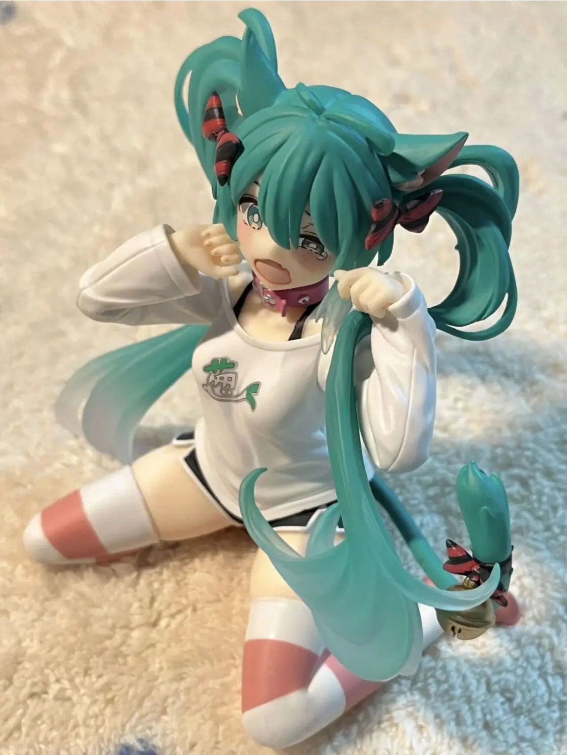 2026 ** 12cm Anime Hatsune Miku Action Figure with Cat Ear Long Sleeve Clothes PVC Model Toy for Children Gift Collectible