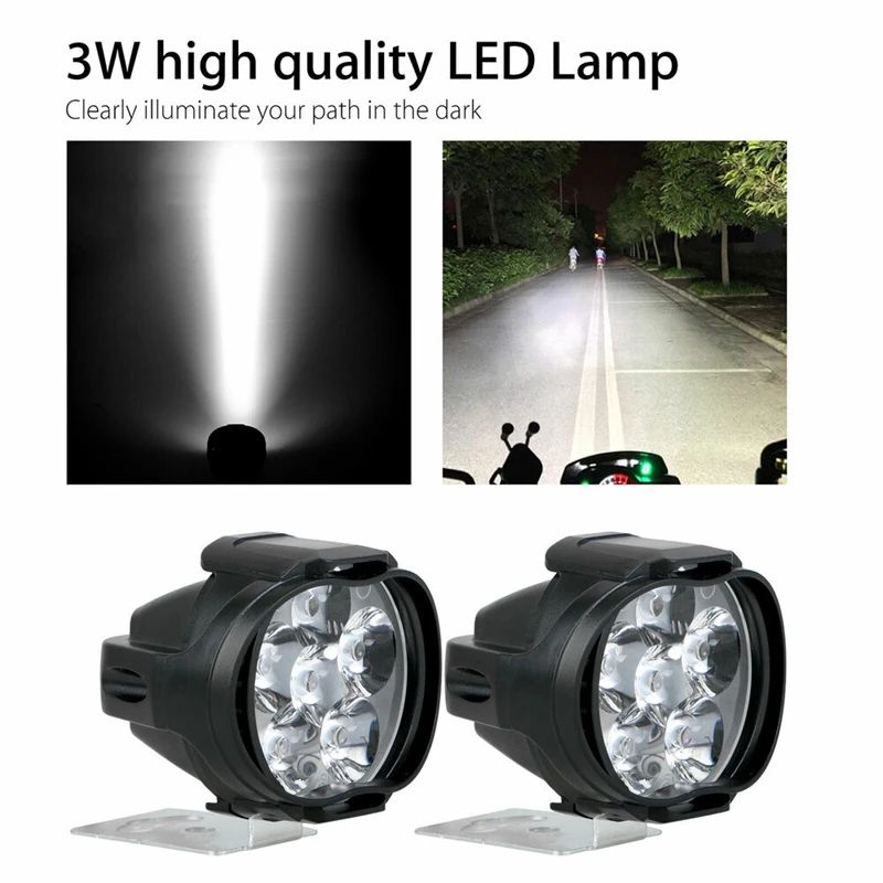 1/4 unidades Farol de motocicleta Luz de trabalho Spot Light 6 LED Auxiliar Farol de motocicleta Lâmpada de neblina de moto Scooter Lâmpadas modificadas