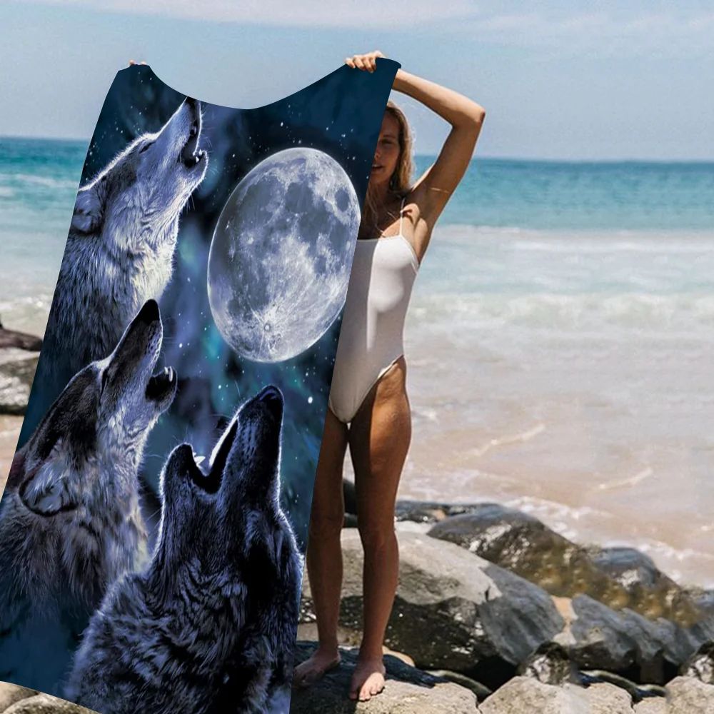 Animal wolf wallart Microfiber Blanket Quick Drying Beach Towels Oversized Printing Super Absorbent Pool Towel Blanket