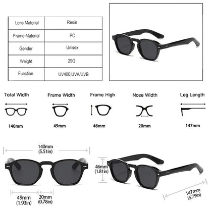 JNPCXI Retro Rivets Men Square Sunglasses Fashion Blue Green Trending Shades UV400 Women Clear Frame