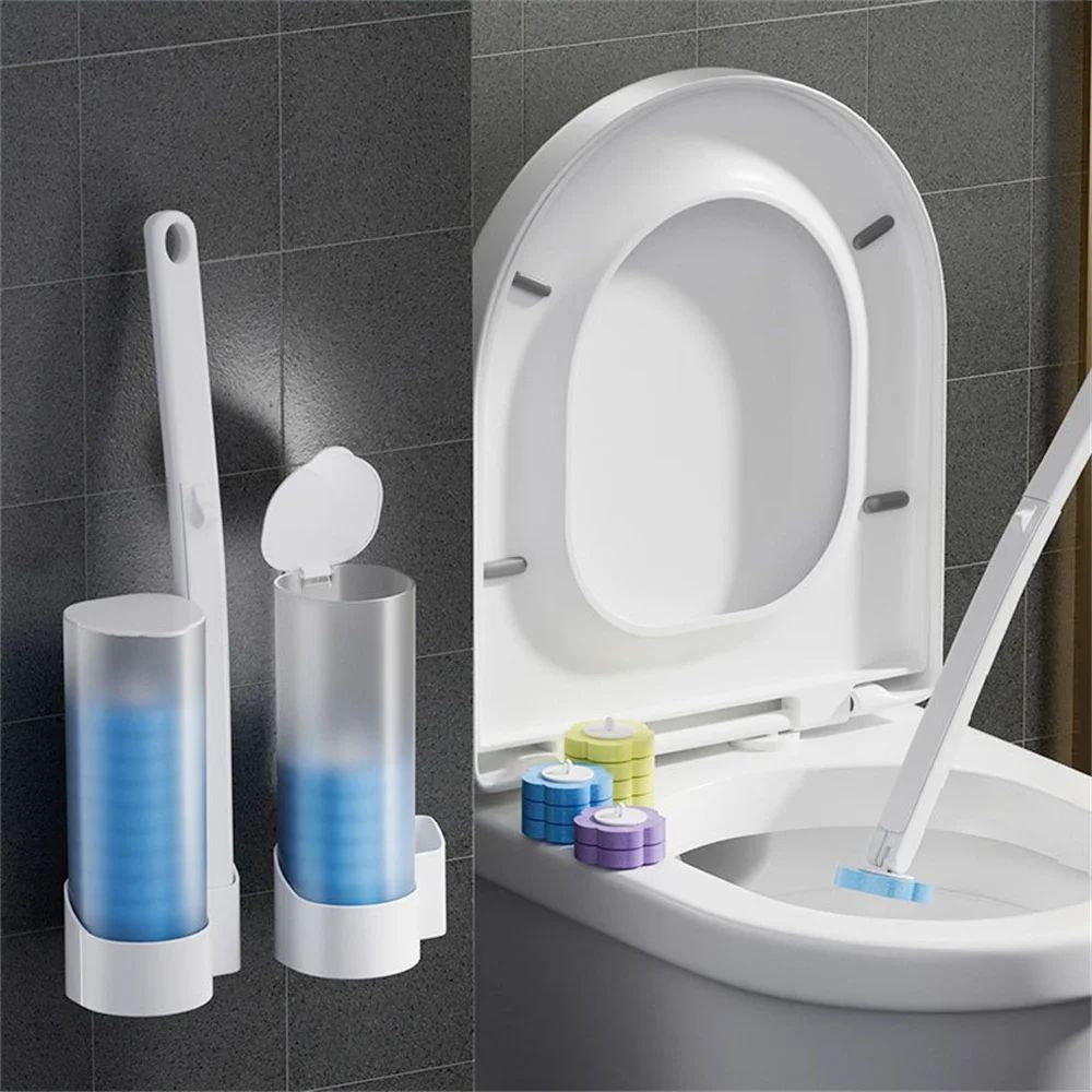 Disposable Toilet Brush Wall-Mounted Cleaning Tool for Bathroom Replacement Brush Head Toilet Cleaning Brush Set Wc Accessories