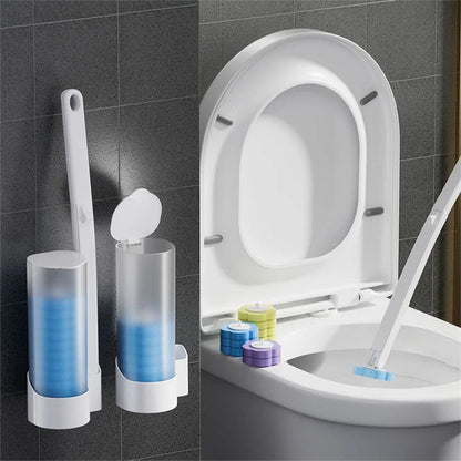 Disposable Toilet Brush Wall-Mounted Cleaning Tool for Bathroom Replacement Brush Head Toilet Cleaning Brush Set Wc Accessories