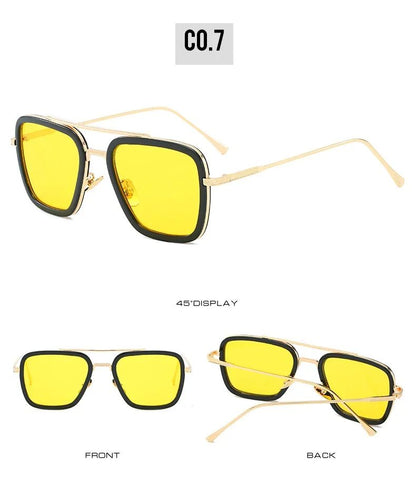 Luxury Steampunk Men Sunglasses Tony Stark Iron Man Sun Glasses Vintage Metal Eyewear Steam Punk Sunglass UV400 Male Gafas