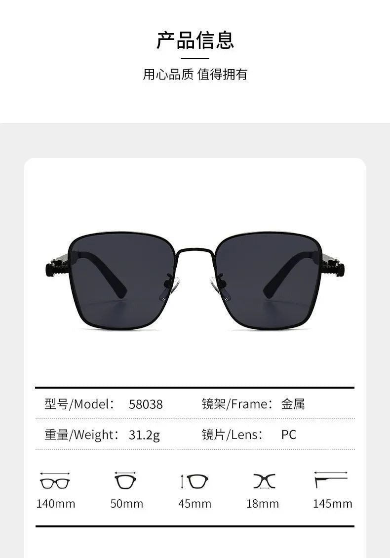 New Sunglasses Men Driving Sunglasses Retro Spring Leg Driving Outdoor Sports Metal Rectangular Decorative Glasses Women Uv400