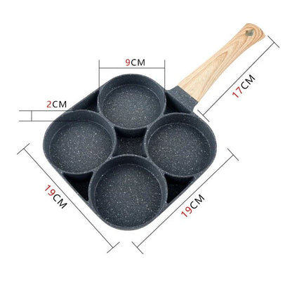 1pc Medical Stone Four-hole Omelette Pot Household Non-stick Flats-bottomed Egg Dumpling Pot Breakfast Egg Burger Frying Pan