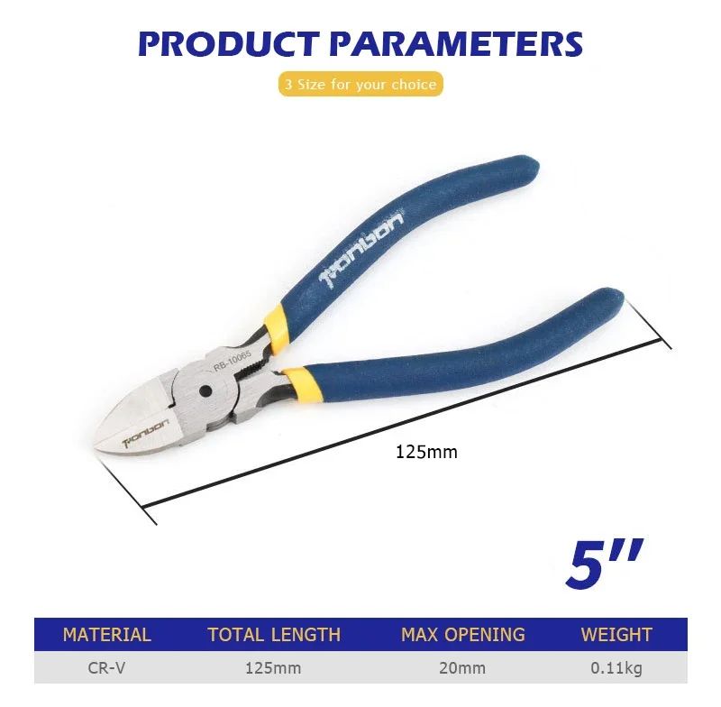 Alicate de Corte Diagonal 5/6 Polegadas Ferramenta Desencapadora de Fios Cortador Lateral Rebarbador de Cabos Alicate Eletricista DIY Ferramentas Manuais de Reparo