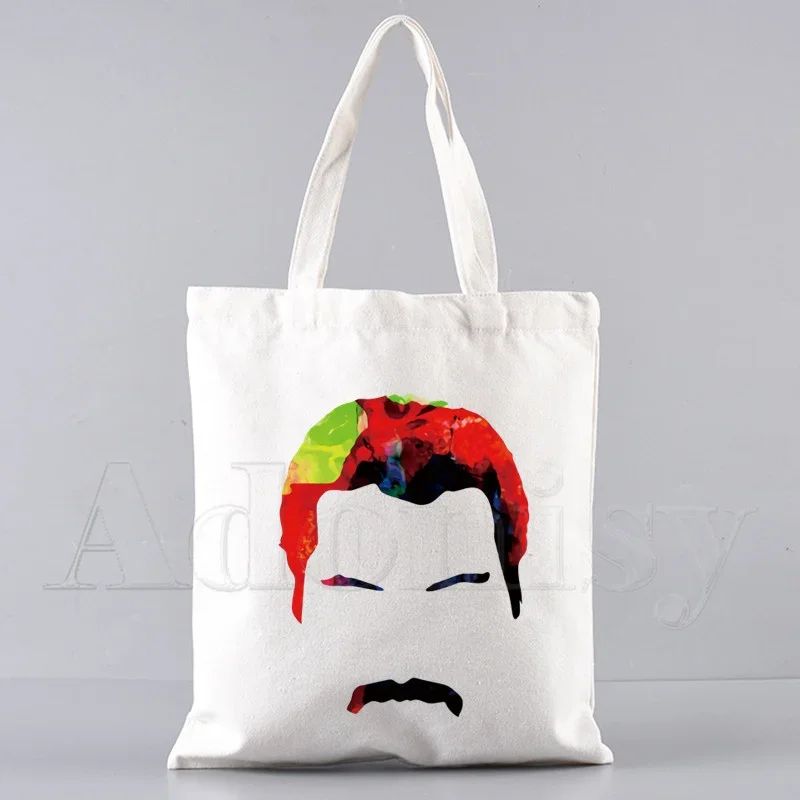 Freddie Mercury Tote Bag Unisex Canvas Bags Shopping Bags Printed Casual Shoulder Bag Foldable