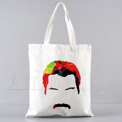 Freddie Mercury Tote Bag Unisex Canvas Bags Shopping Bags Printed Casual Shoulder Bag Foldable