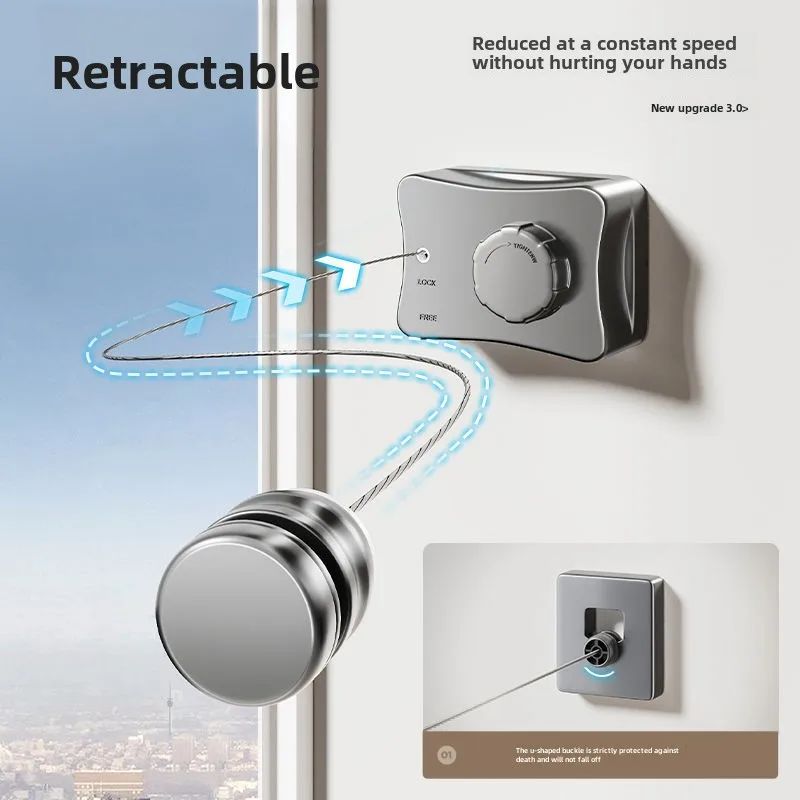 Invisible clothesline, indoor non perforated balcony, invisible retractable clothesline, bathroom clothesline, steel wire rope