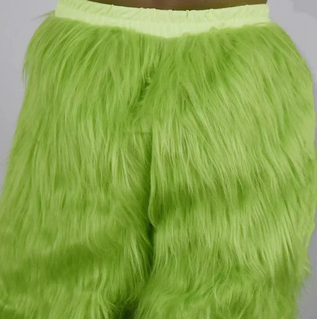 New Christmas Costume Cosplay Clothes Dress Up Santa Claus Weird Green Haired Party Performance Costume