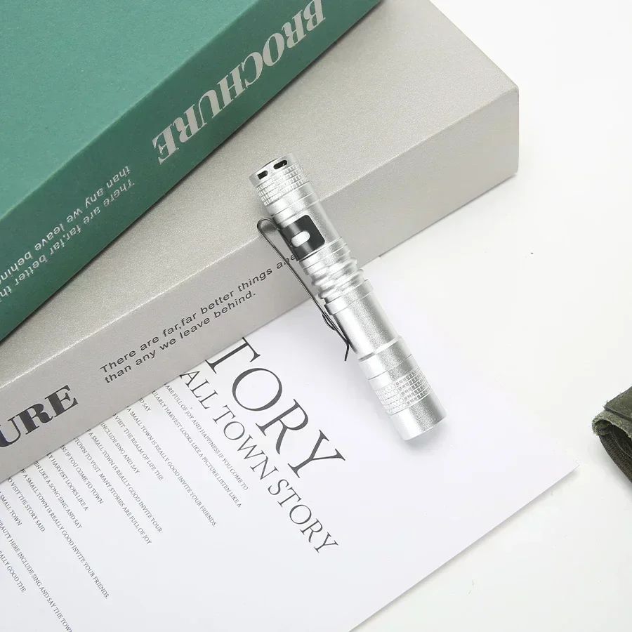 Portable Mini LED Pen Flashlight With Pen Clip Handheld Ultra Pocket Torch Use AAA Battery For Outdoor Camping Emergency Lamp