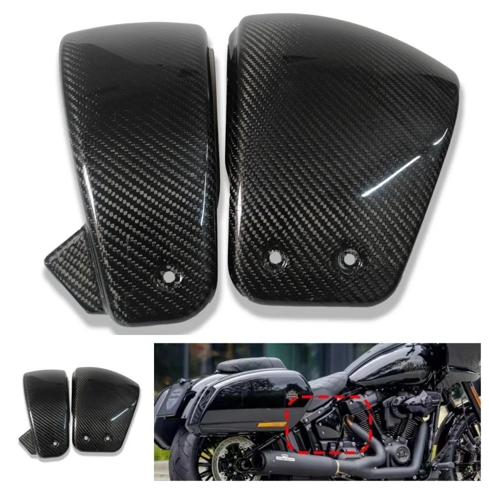 Placa Protetora do Quadro da Tampa Lateral da Bateria em Fibra de Carbono para Harley Davidson LowriderS 2022-2024 Peça de Modificação de Motocicleta