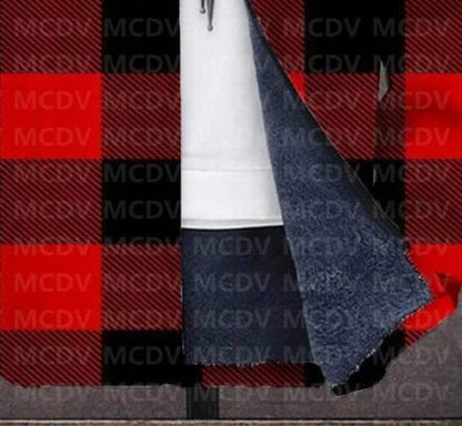 Men's Retro Print Plush Thick Long-Sleeved Coat Cardigan Christmas Grid Art 3D Prined Fleece  Overcoat Unisex Thick Warm Jacket