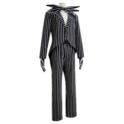 Jack Cosplay Skellington Cosplay Costume for Adult Men Fantasia Jacket Pants Outfit Man Halloween Carnival Party Disguise Suit
