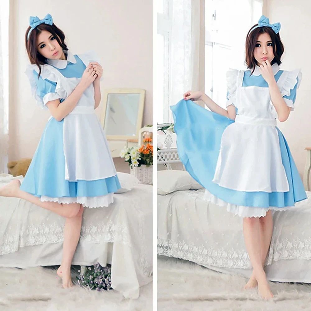 Cosplay Costume Lolita Dress Maid Apron Fantasia Carnival Halloween Costumes for Women Masquerade Party Alice In Wonderland