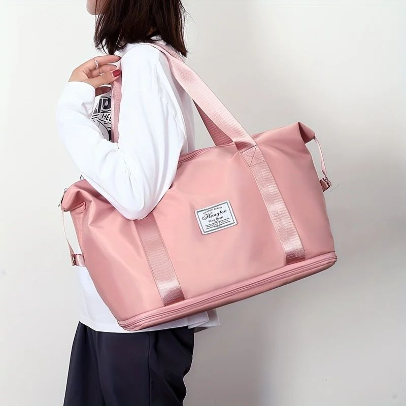 Large Capacity Women'S Duffle Bag, Nylon Gym & Travel Tote, Lightweight Luggage Handbag, Versatile Sports Bag, Casual Style