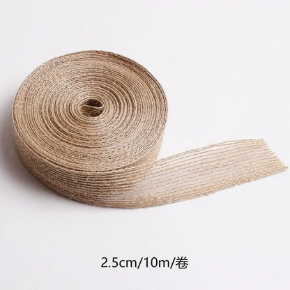 10M 15-50mm Ribbon for Bows Gift Ribbon Natural Jute Christmas Ribbon Roll DIY Vintage Wedding Apparel Sewing Supplies Ribbons
