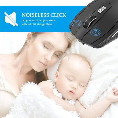 Mouse sem fio 2.4G, mouse óptico portátil de escritório alimentado por bateria, suporta níveis de DPI ajustáveis, adequado para notebooks.