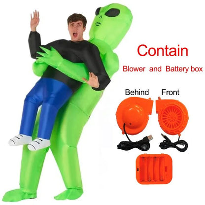 Halloween Alien Inflatable Suit Alien Costume for Kids Monster Inflatable Costume Scary Green Alien Cosplay Costume for Party