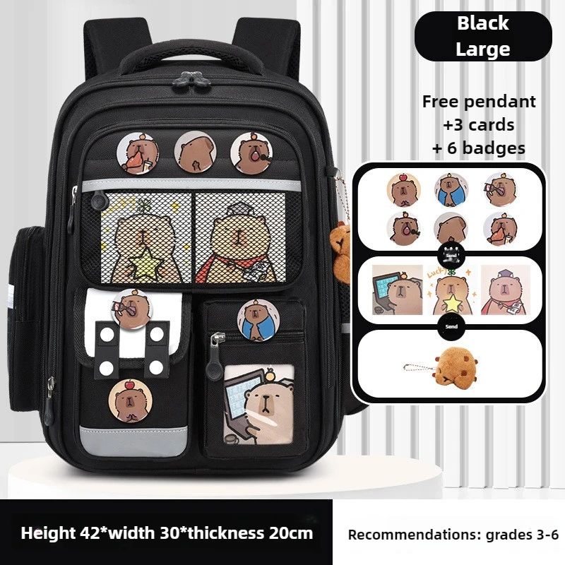 Capybara Children Backpack Waterproof Student Schoolbag Large Capacity Alleviate Burden School Bag Orthopedic Backpack Book Bag