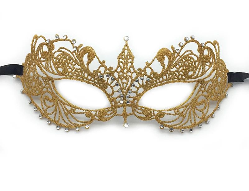 Gold and Silver Lace and Diamond Mask Eye Mask Masquerade Adult Male and Female Party Mask Sensual Women's Half Face