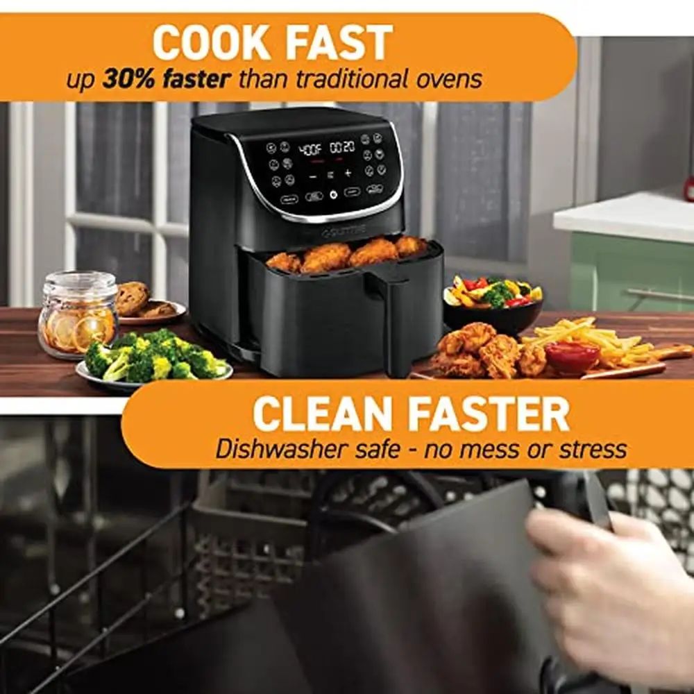 Fritadeira Air Fryer Forno Digital 7 Quart XL 12 Predefinições de Cozedura 1700w de Potência Fritadeira Multifuncional Batatas Fritas Asas de Frango